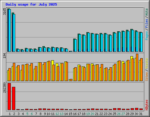 Daily usage for July 2025