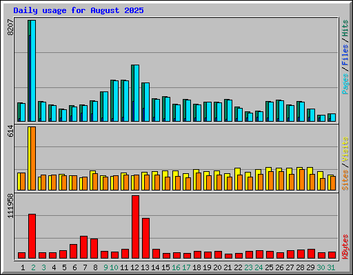 Daily usage for August 2025